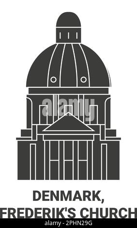 Dänemark, Frederik's Kirche Reise-Wahrzeichen-Vektordarstellung Stock Vektor
