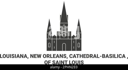 USA, Louisiana, New Orleans, Kathedralbasilika von Saint Louis, eine Vektorgrafik Stock Vektor