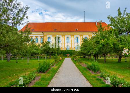 Schloss Dachau während eines bewölkten Tages in Deutschland. Stockfoto