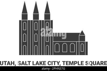 USA, Utah, Salt Lake City, Temple Square, Reise-Wahrzeichen-Vektordarstellung Stock Vektor