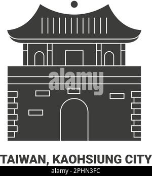 Taiwan, Kaohsiung City, Reise-Wahrzeichen-Vektordarstellung Stock Vektor