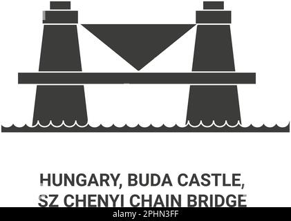Ungarn, Budaer Burg, Szchenyi Kettenbrücke Reise Wahrzeichen Vektordarstellung Stock Vektor