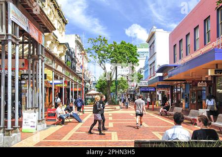 Fußgängerzone Cuba Street, Wellington, Region Wellington, Nordinsel, Neuseeland Stockfoto