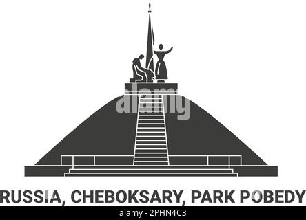 Russland, Cheboksary, Park Pobedy, Reise-Wahrzeichen-Vektordarstellung Stock Vektor