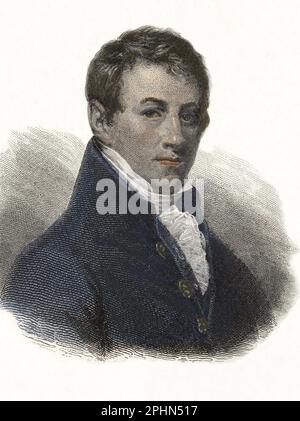 Portrait de Sir Humphry Davy (1778-1829), chimiste et Physien anglais.Gravure vers 1835 Stockfoto