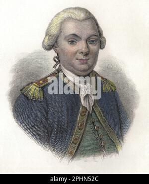 Portrait de Jean-Francois Galaup, comte de La Perouse (Jean Francois Laperouse, 1741-1788), Navigator francais.Gravure vers 1835 Stockfoto