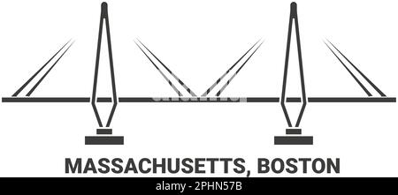 USA, Massachusetts, Boston Travel Landmark Vector Illustration Stock Vektor