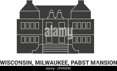 USA, Wisconsin, Milwaukee, Pabst Mansion, Reise-Wahrzeichen-Vektordarstellung Stock Vektor