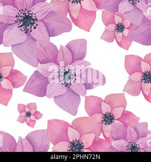 Nahtloses Blumenmuster. Vektorblütenmuster mit Aquarellblüten Stock Vektor