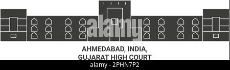 Indiens, Ahmedabads, Gujarat High Court Reise-Wahrzeichen-Vektordarstellung Stock Vektor