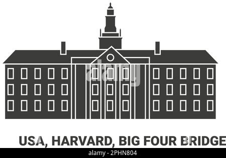 USA, Harvard, Big Four Bridge, Reise-Landmarke-Vektordarstellung Stock Vektor