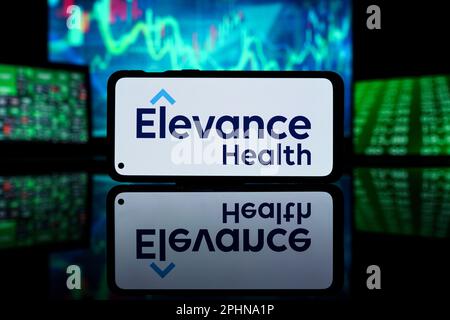 Elevance Gesundheitsunternehmen auf dem Aktienmarkt. Elevance Gesundheit finanzieller Erfolg und Gewinn Stockfoto