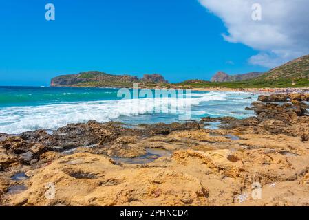 Sommertag am Falasarna Beach auf Kreta, Griechenland. Stockfoto