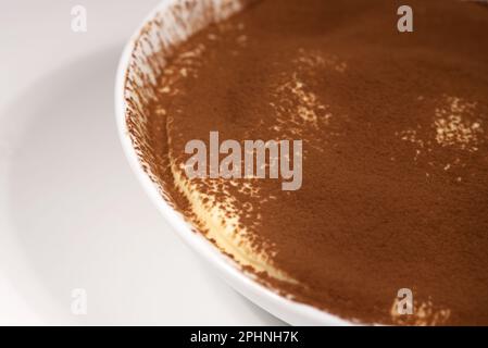 un bel tiramisù fatto in casa, il cacao sopra il tiramisù Stockfoto