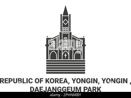 Republik Korea, Yongin, Yongin, Daejanggeum Park Reise-Wahrzeichen-Vektordarstellung Stock Vektor