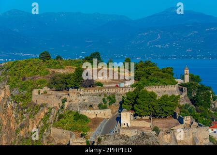 Panoramablick auf das Schloss Akronafplia in Nafplio, Griechenland. Stockfoto