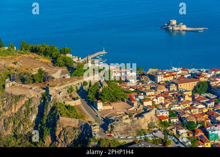 Panoramablick auf das Schloss Akronafplia in Nafplio, Griechenland. Stockfoto