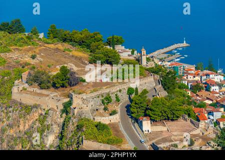 Panoramablick auf das Schloss Akronafplia in Nafplio, Griechenland. Stockfoto