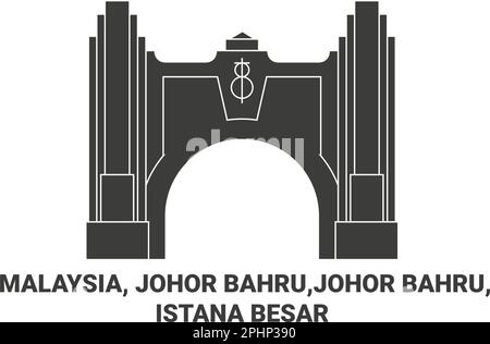 Malaysia, Johor Bahru, Johor Bahru, Istana Besar Travel Landmark Vector Illustration Stock Vektor