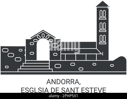 Andorra, Esglsia De Sant Esteve Reise-Wahrzeichen-Vektordarstellung Stock Vektor