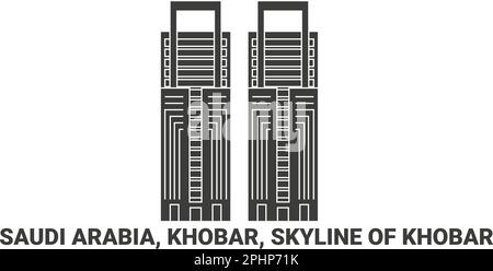 Saudi-Arabien, Khobar, Skyline von Khobar, Reise-Wahrzeichen-Vektordarstellung Stock Vektor