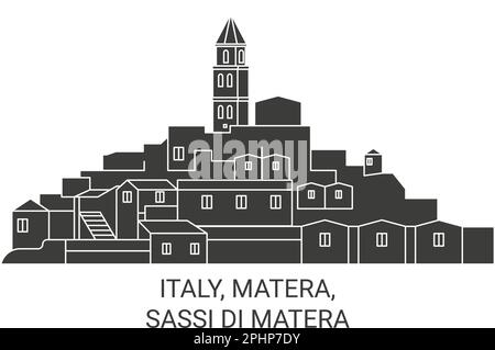 Italien, Matera, Sassi Di Matera Reise Landmark Vector Illustration Stock Vektor