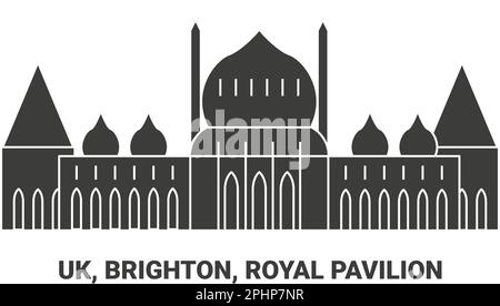 England, Brighton, Royal Pavilion, Reise-Wahrzeichen-Vektordarstellung Stock Vektor