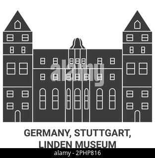 Deutschland, Stuttgart, Linden-Museum Reise-Wahrzeichen-Vektordarstellung Stock Vektor