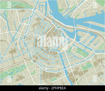 Vector Stadtplan von Amsterdam mit gut organisierten getrennten Schichten. Stock Vektor