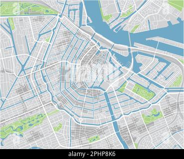 Vector Stadtplan von Amsterdam mit gut organisierten getrennten Schichten. Stock Vektor