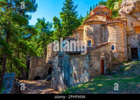 Jungfrau Maria Perivleptos Kloster der archäologischen Stätte Mystras in Griechenland. Stockfoto