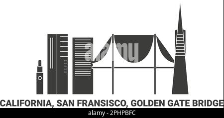 USA, Kalifornien, San Fransisco, Golden Gate Bridge, Reise-Wahrzeichen-Vektordarstellung Stock Vektor
