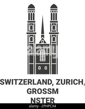 Die Schweiz, Zürich, Grossmnster Reise-Wahrzeichen-Vektordarstellung Stock Vektor