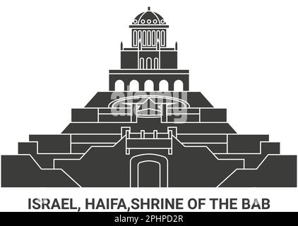 Israel, Haifa, Shrine of the Bab Reise-Wahrzeichen-Vektordarstellung Stock Vektor