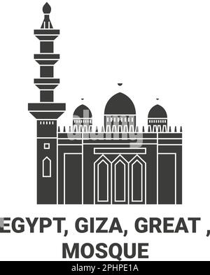 Ägypten, Gizeh, Groß, Moschee Reise-Wahrzeichen-Vektordarstellung Stock Vektor