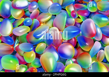 Viele mehrfarbige, durchsichtige Steine. 3D-Rendering Stockfoto