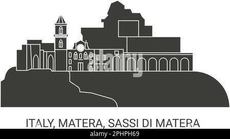 Italien, Matera, Sassi Di Matera, Vektordarstellung für Reiseziele Stock Vektor