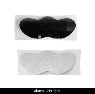 Nose Pore Strip Isolated, Nose Patch, Blackhead Clean Strips, Cleansing Charcoal Mask Set on White Background, Clipping Path Stockfoto