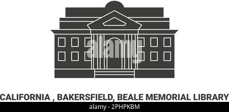 USA, Kalifornien, Bakersfield, Beale Memorial Library, Reise-Wahrzeichen-Vektordarstellung Stock Vektor