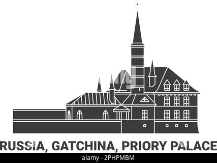 Russland, Gatchina, Priory Palace, Reise-Wahrzeichen-Vektordarstellung Stock Vektor