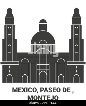 Mexiko, Paseo De, Montejo Reise Wahrzeichen Vektordarstellung Stock Vektor