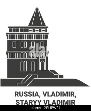 Russland, Vladimir, Staryy Vladimir Reise-Wahrzeichen-Vektordarstellung Stock Vektor