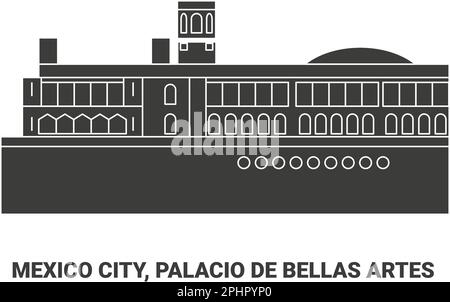 Mexiko, Stadt, Palacio de Bellas Artes, Reise-Wahrzeichen-Vektordarstellung Stock Vektor