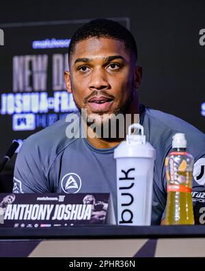 LONDON, VEREINIGTES KÖNIGREICH. 29. März 2023. Anthony Joshua während der Pressekonferenz Joshua gegen Franklin im Nobu Hotel, London, UK, am Mittwoch, den 29. März 2023 in LONDON, ENGLAND. Kredit: Taka G Wu/Alamy Live News Stockfoto