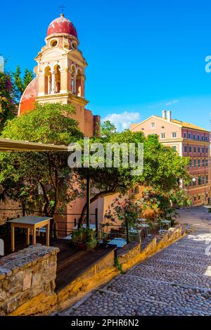 Heilige katholische Kirche Santa Maria del Carmine Tenedos in Kerkyra, Korfu, Griechenland. Stockfoto