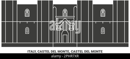 Italien, Castel Del Monte, Castel Del Monte Reise Wahrzeichen Vektordarstellung Stock Vektor