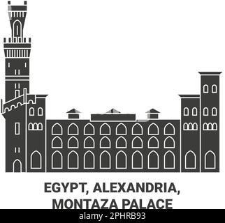 Ägypten, Alexandria, Montaza Palast Reise Wahrzeichen Vektordarstellung Stock Vektor