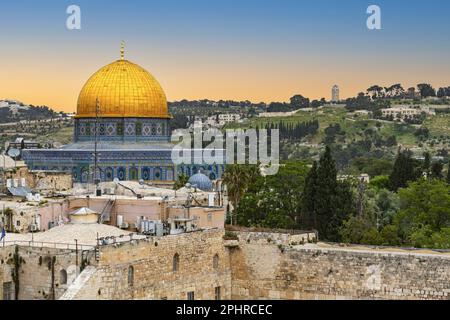 Kuppel des Felsens auf dem Tempelberg in Jerusalem Stockfoto