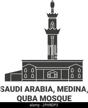 Saudi-Arabien, Medina, Quba Moschee Reise-Wahrzeichen-Vektordarstellung Stock Vektor