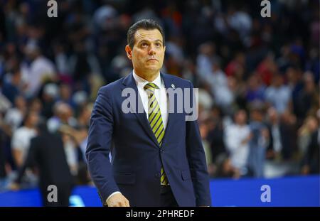 Madrid, Spanien. 29. März 2023. 29. März 2023; Wizink Center; Madrid; Spanien; Turkish Airlines Euroleague Basketball; Real Madrid vs Fenerbahce Beko Istanbul; Itoudis (Fenerbahce) 900/Cordon Press Credit: CORDON PRESS/Alamy Live News Stockfoto